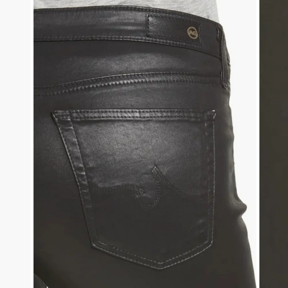 AG The Legging Ankle Super Skinny Black Coated Jeans Size 25